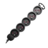 Przedłużacz 5-krotny 2P+Z, 5m H05VV-F 3x1,5mm2, Imax=16A, płaska wtyczka, czarny ES-6/B/5 ORNO
