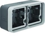 BERKER W.1 Adapter natynkowy podwójna poziomy 4 wejścia IP55 szary 6719323515 HAGER