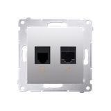 Simon 54 Gniazdo komputerowe RJ45 kategoria 5e+telefoniczne RJ12 srebrny mat