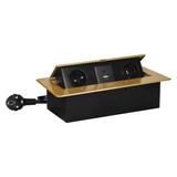 Gniazda meblowe wpuszczane w blat z płaskim frezowanym rantem, ładowarką USB i przewodem 1,5m, 2x2P+