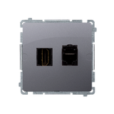 Simon Basic Gniazdo HDMI + RJ45 kat.6. stal inox BMGHRJ45.01/21 KONTAKT