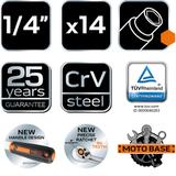 Klucze nasadowe 1/4", zestaw 14 szt.