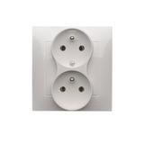 Simon 54 Gniazdo z/u podwójne z funkcją niezm. faz16A z. śrub. monoblok biały