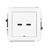 DECO Gniazdo podwójne 2xUSB C-C, bez pola opisowego biały mat 25DGUSBBO-8 KARLIK