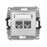 ICON Mechanizm gniazda komputerowego podwójnego 2xRJ45, kat. 6, ekranowany, 8-stykowy srebrny metali