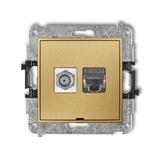 MINI Mechanizm gniazda antenowego poj. typu F (SAT) + gniazda komp. poj. 1xRJ45, kat. 6 ekranowany,