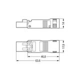 WINSTA MINI wtyk 3-torowy czarny z obudową odciążającą naciąg