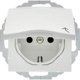 BERKER B.x Gniazdo SCHUKO z pokrywą i polem opisowym z przysłonami styków biały połysk 47468989 HAGE