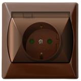 AKCENT Gniazdo bryzgoszczelne z uziemieniem schuko IP-44 z przesłonami torów prądowych wieczko przez