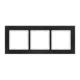 DECO Ramka uniwersalna potrójna - aluminium szczotkowane (ramka: czarna; spód: biały) czarny