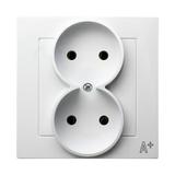 AS ANTYBAKTERYJNY Gniazdo podwójne kompletne z ramką, produkt zawiera szkło fosforanowo-srebrowe - k