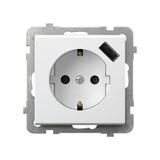 SONATA Gniazdo pojedyncze z uziemieniem schuko z przesłonami torów prądowych, z ładowarką USB - kolo