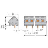 listwa zaciskowa do pł. drukowanych 8-bieg. szara raster 7,5/7,62 mm /20szt./ WAGO