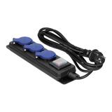 Przedłużacz warsztatowy bryzgoszczelny z wyłącznikiem IP44, 3 gniazda 2P+Z IP44, przewód gumowy, H05