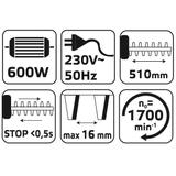 Nożyce do żywopłotu 600W, szerokość cięcia 450 mm