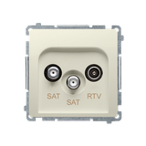 Simon Basic Gniazdo antenowe satelitarne podwójne końcowe SAT-SAT-RTV . 2xwejście: SAT: 5–2400 MHz RTV: 5–862 MHz beż BMZAR+SAT3.1-P2.01/12 KONTAKT