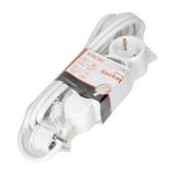 Przedłużacz 3-krotny 2P+Z (Schuko), 3m H05VV-F 3x1,5mm2, Imax=16A, płaska wtyczka, biały