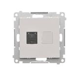 Simon 55 Gniazdo komputerowe pojedyncze RJ45 kategoria 6 z przesłoną przeciwkurzową Jasnoszary mat