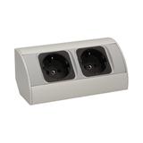 Gniazdo meblowe bez wyłącznika 2x2P+Z srebrne wersja schuko OR-AE-1303/G(GS) ORNO