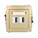 DECO Mechanizm gniazda podwójnego 2xUSB A-A 3.0 złoty