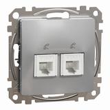 Sedna Design & Elements Gniazdo telefoniczne podwójne RJ11 srebrne aluminium SDD113492 Schneider