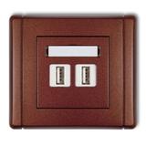 FLEXI Gniazdo podwójne 2xUSB A-A 3.0 brązowy metalik