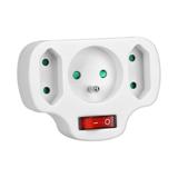 Rozgałęźnik 1x2P+Z, 2x2P/II z włącznikiem, biały OR-AE-13191 ORNO