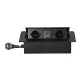 Gniazdo meblowe wpuszczane w blat z płaskim frezowanym rantem, ładowarką USB i przewodem 1,5m, 2x2P+ OR-GM-9035(GS)/B ORNO