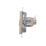 Simon 55 Gniazdo komputerowe podwójne RJ45 kategoria 6 ekranowane z przesłoną przeciwkurzową Szampań