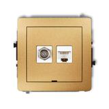 DECO Gniazdo antenowe poj. typu F (SAT) + gniazda komp. poj. 1xRJ45, kat. 5e, 8-stykowy, bez pola opisowego złoty 29DGFKBO-1 KARLIK