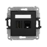 ICON Mechanizm gniazda pojedynczego HDMI 2.0 + gniazda komp. poj. 1xRJ45, kat. 5e, 8-stykowy czarny
