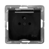 IMPRESJA Gniazdo bryzgoszczelne z uziemieniem IP-44 wieczko przezroczyste - kolor czarny metalik