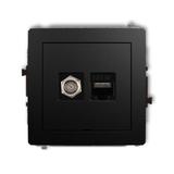DECO Gniazdo komputerowo-antenowe ''F'' + RJ45 kat. 5e Czarny mat 12DGFKBO-1 KARLIK