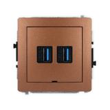 DECO Mechanizm gniazda podwójnego 2xUSB A-A 3.0, bez pola opisowego brązowy metalik