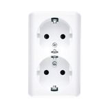 Simon 54 Gniazdo podwójne Schuko n/t z przesłonami wersja skandynawska 16A z. śrub. biały