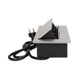 Gniazdo meblowe wpuszczane w blat z grubym rantem 3x2P+Z przewód 1,5m 3x1,5mm2 srebrne OR-AE-1338/G