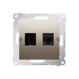 Simon 54 Gniazdo HDMI+RJ45 kat.6. złoty mat