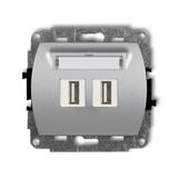 TREND Gniazdo podwójne 2xUSB A-A 3.0 srebrny metalik 7GUSB-6 KARLIK