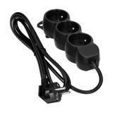 Przedłużacz 3x2P+Z,1,4m, 3x1mm2, czarny