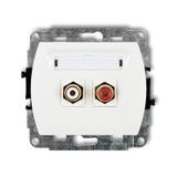 TREND Mechanizm gniazda podwójnego RCA (typu cinch - biały i czerwony, pozłacany) biały