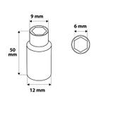 Nasadka sześciokątna długa 1/4", 6 mm, superlock