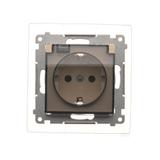 Simon 54 Gniazdo Schuko IP44 z przesłonami z uszczelką ramki 16A z. śrub. klapka transp. kremowy