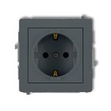 DECO Mechanizm gniazda pojedynczego z uziemieniem SCHUKO 2P+Z (przesłony torów prądowych) grafitowy