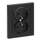 Gniazdo podwójne podtynkowe 2x2P+Z Malta, 16A, 250V, PT-6M, czarny mat FMS-106/B ORNO