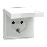 SCHUKO gniazdko elektryczne, w. hng.lid, IP44, zamknięty., screwl. term., lotus white, Sys. Des.