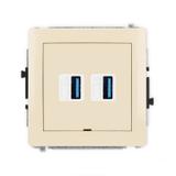 DECO Mechanizm gniazda podwójnego 2xUSB A-A 3.0, bez pola opisowego beżowy