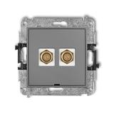 ICON Mechanizm gniazda antenowego podwójnego typu F (SAT) pozłacany, bez pola opisowego szary mat