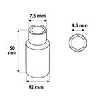 Nasadka sześciokątna długa 1/4", 4.5 mm, superlock