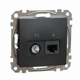 Sedna Design & Elements Gniazdo komputerowe-antenowe TV+RJ45 kat. 6 UTP czarny antracyt SDD114469T S