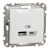 Sedna Design & Elements, gniazdo ładowania USB A+C 2,4A, białe